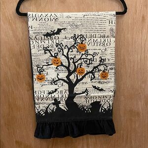 Halloween Tree with Orange Pumpkin Table Runner